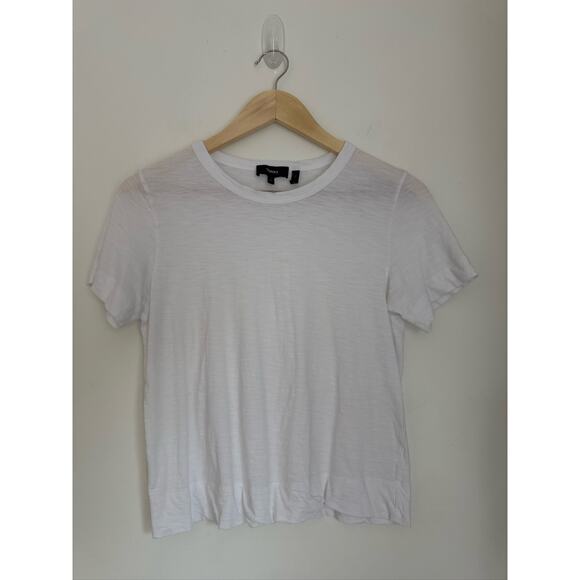 Theory Tiny Tee Slub Cotton Jersey Basic T-Shirt- White S - Picture 2 of 8